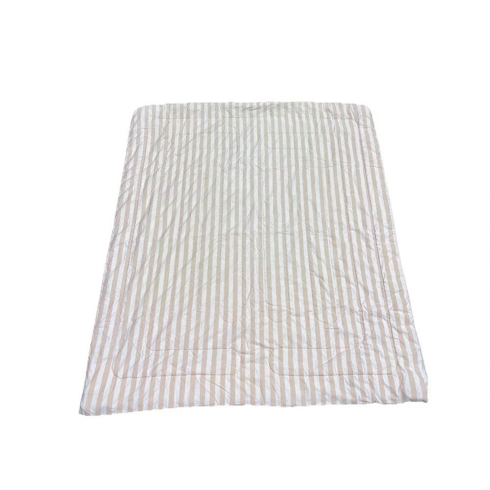 Fendi Reversible Cotton‎ Comforter Reversible Rare Checks / Striped Tan / White